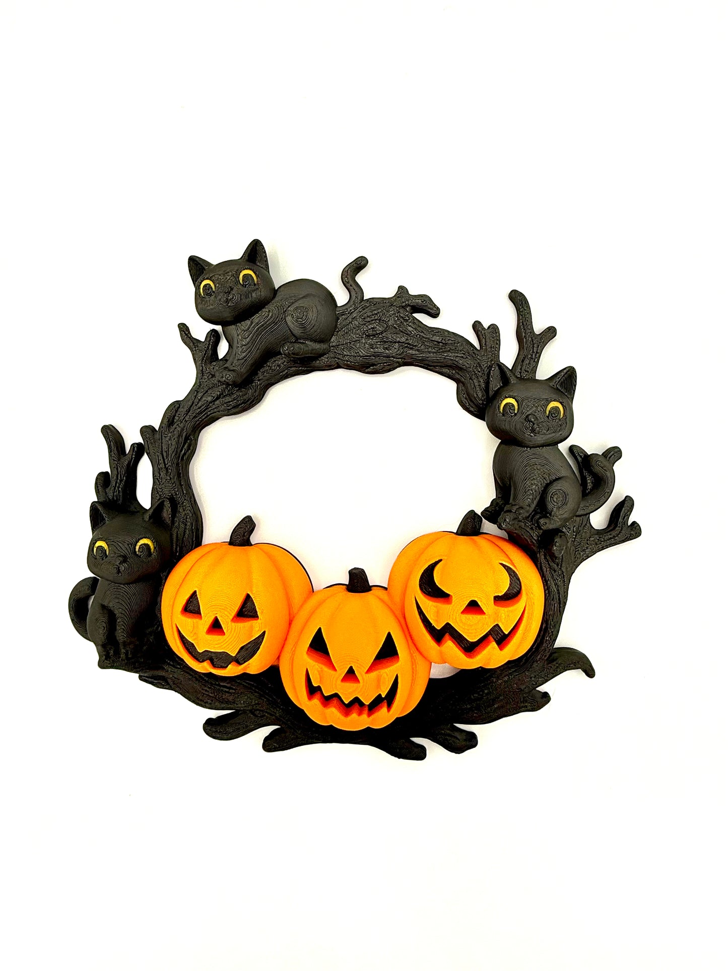 Cat & Pumpkin Halloween Wreath