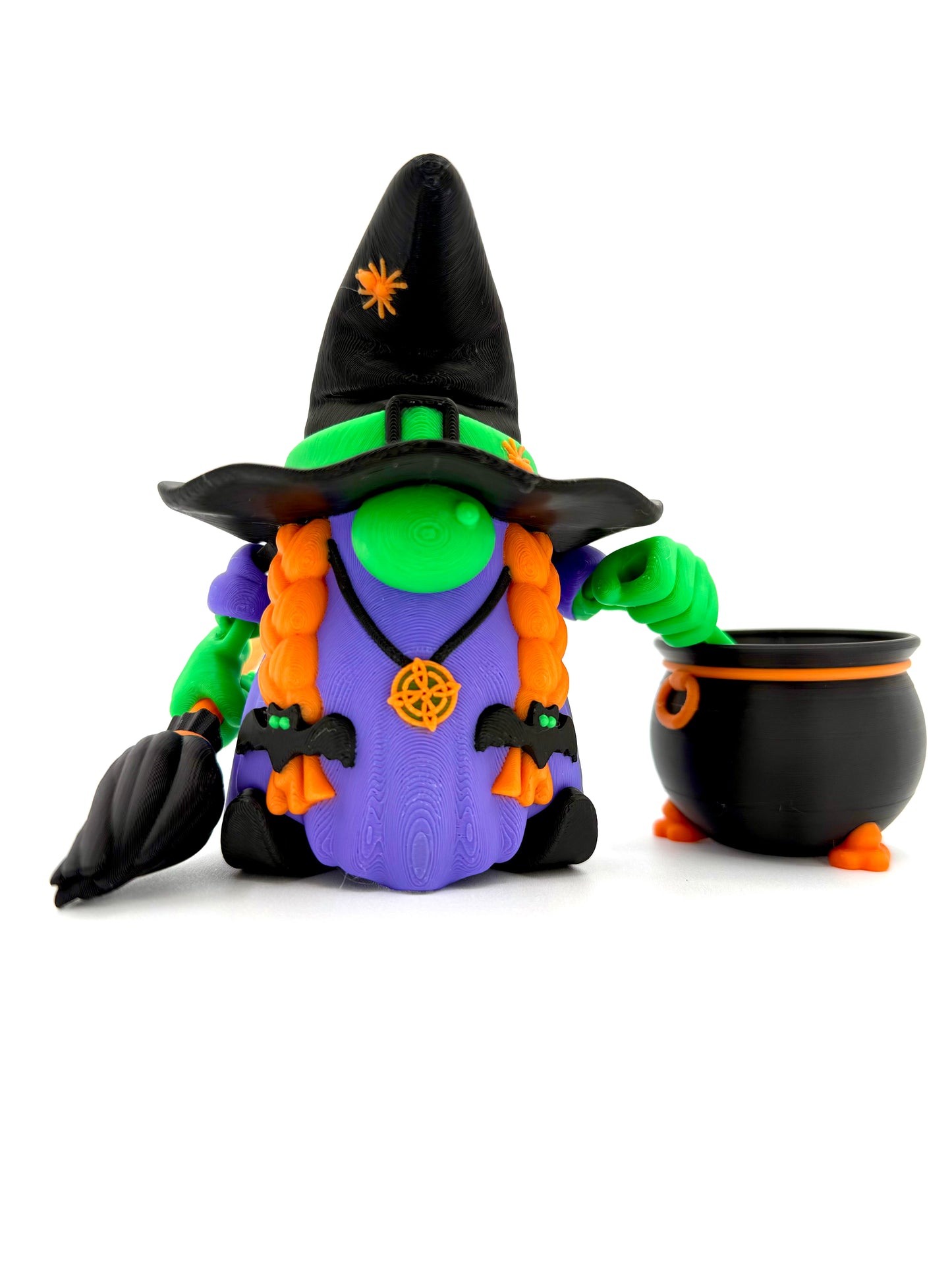 Witch with Broom, Cauldron and Spoon