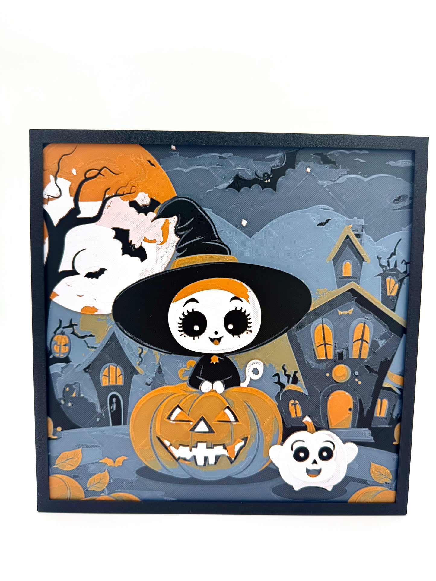 Witch with Pumpkin Halloween Hueforge Print