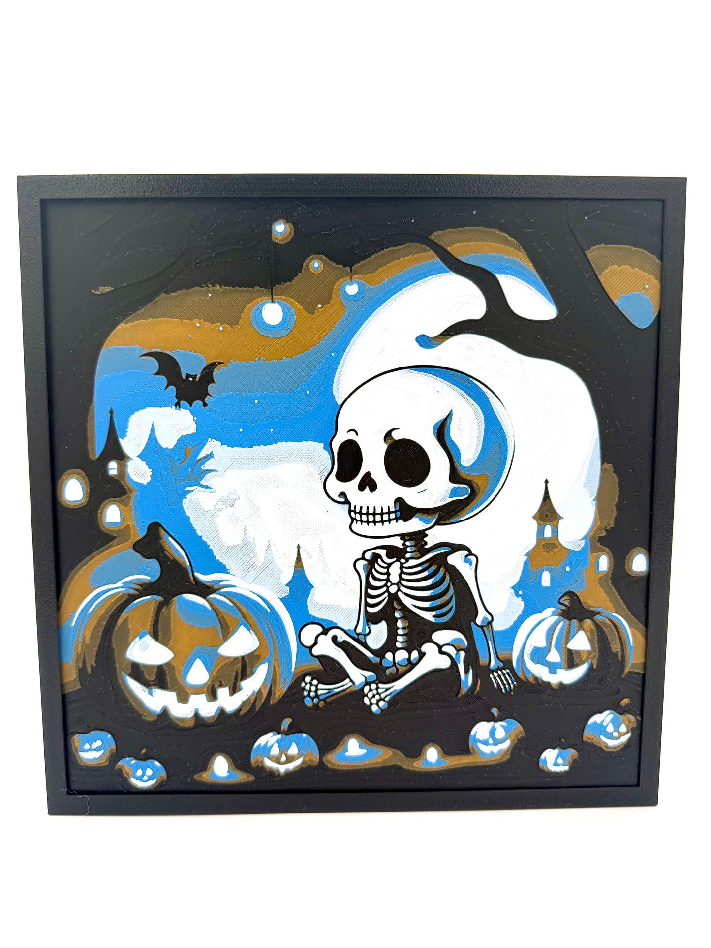 Skeleton with Pumpkins Halloween Hurforge Print