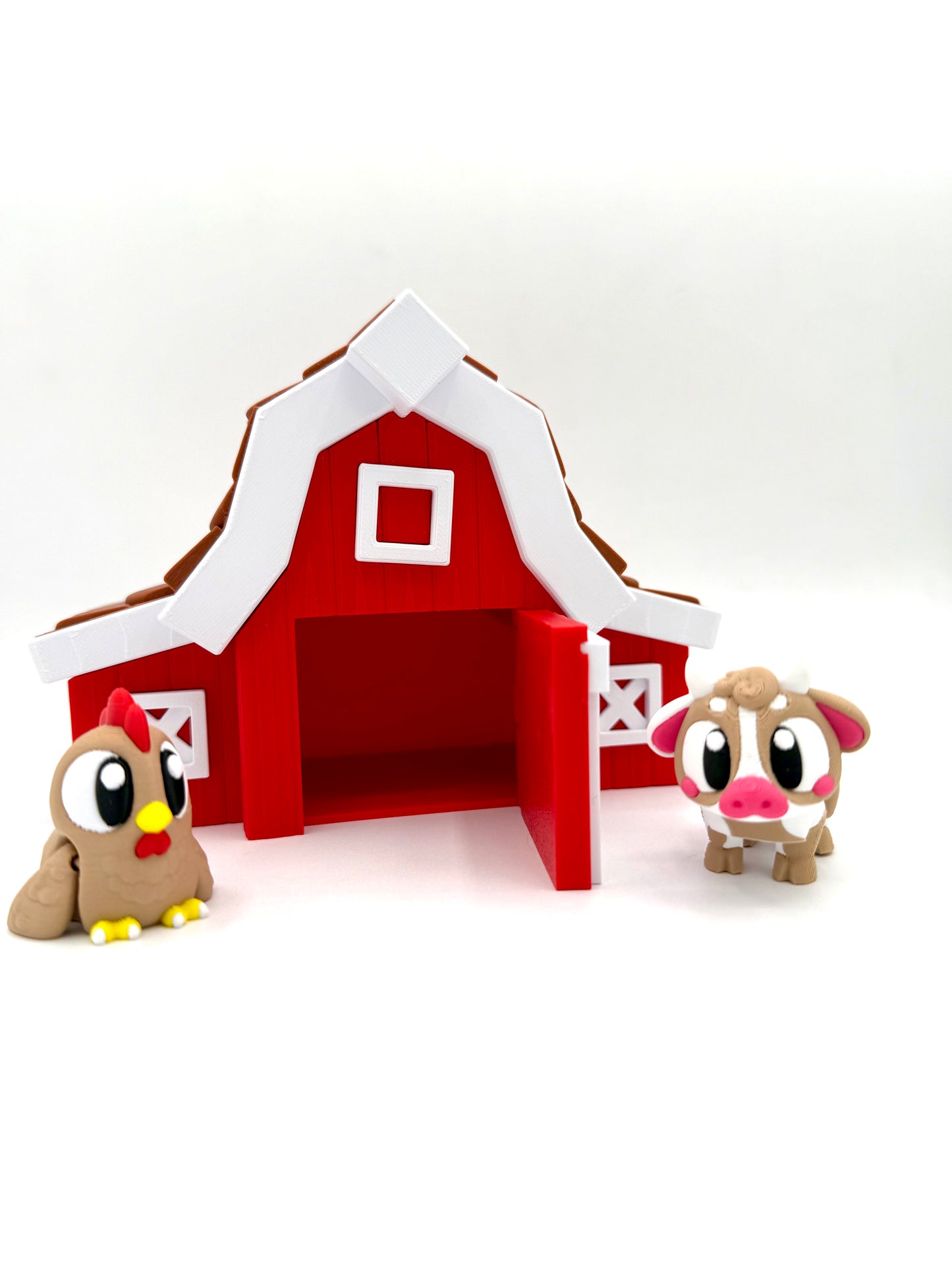 Barn with Cow and Chicken Mini
