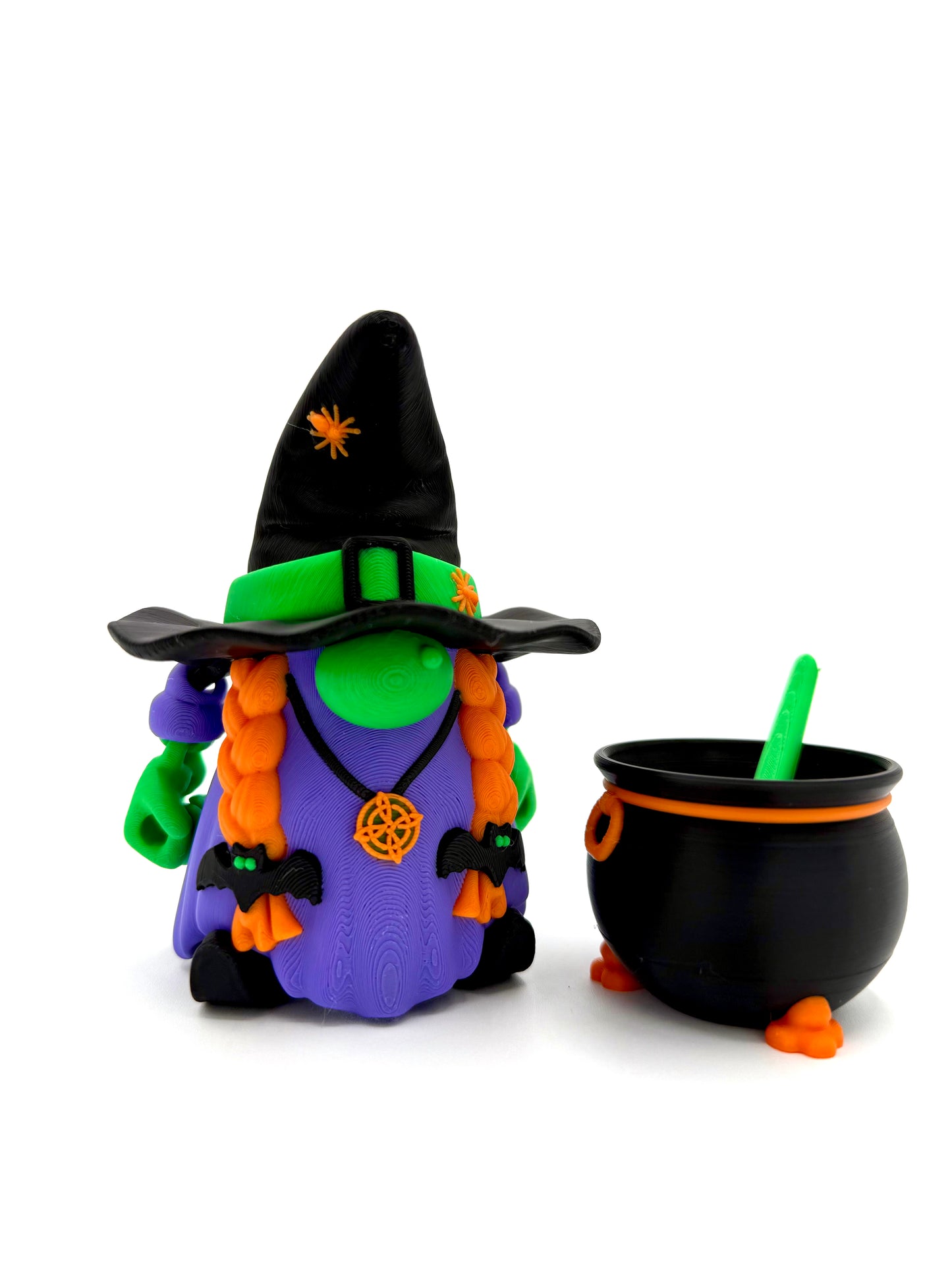 Witch with Broom, Cauldron and Spoon