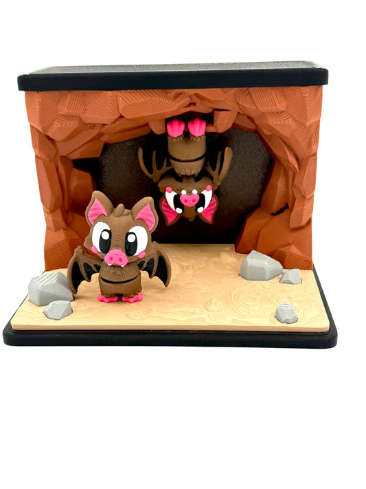 Mini Bat Cave With Hanging & Standing Bat