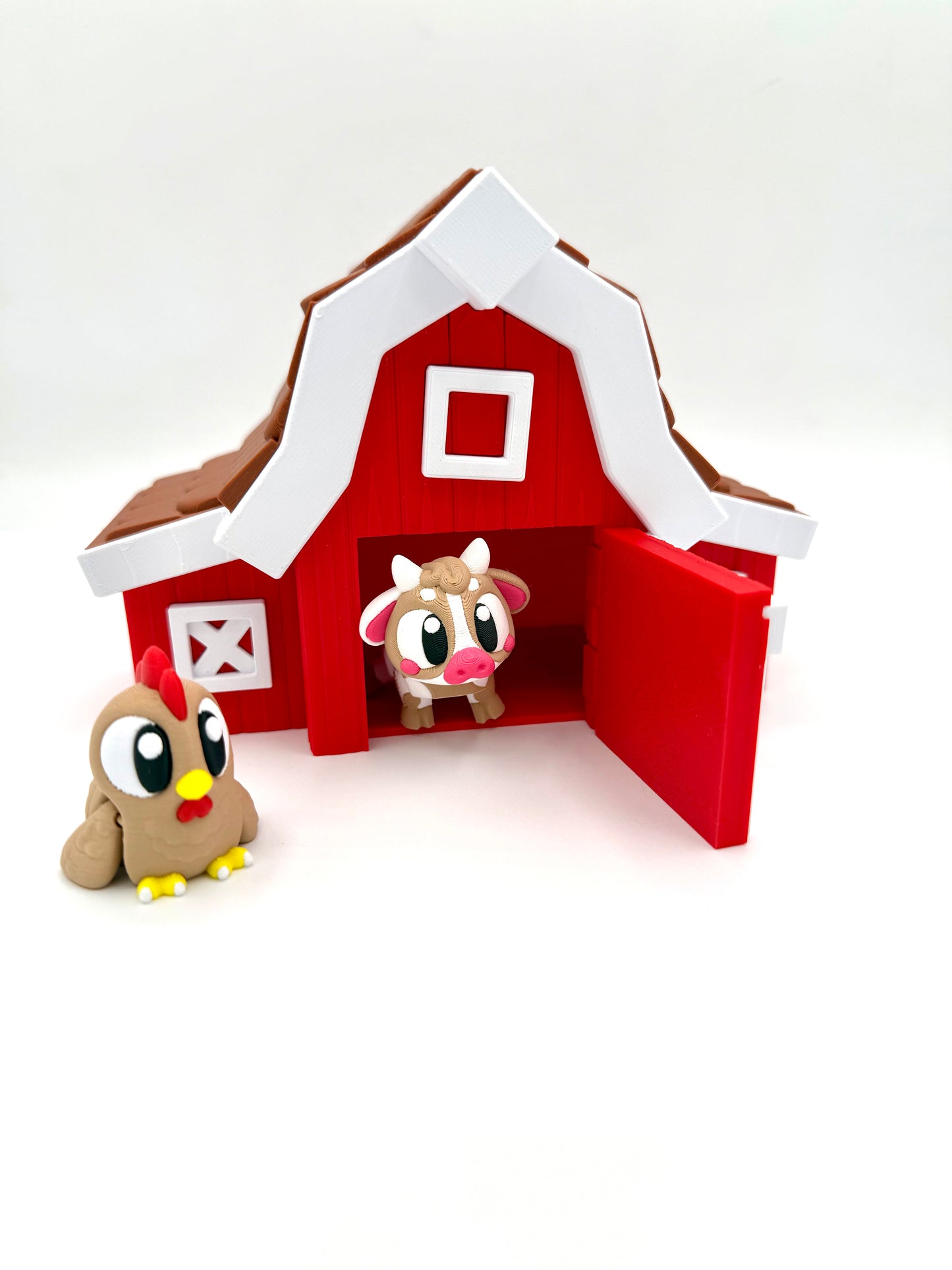 Barn with Cow and Chicken Mini