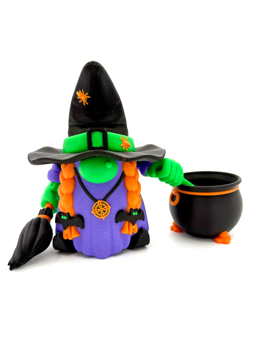 Witch with Broom, Cauldron and Spoon