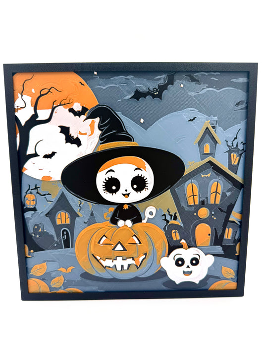 Witch with Pumpkin Halloween Hueforge Print