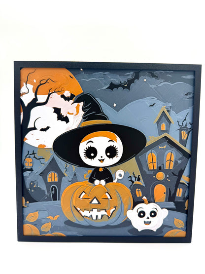 Witch with Pumpkin Halloween Hueforge Print