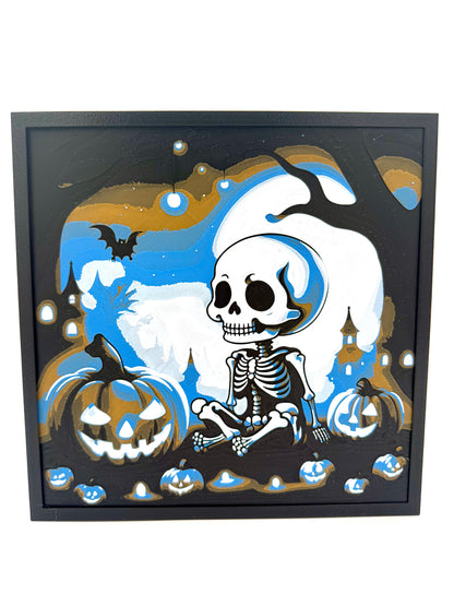 Skeleton with Pumpkins Halloween Hurforge Print