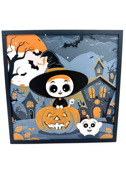 Witch with Pumpkin Halloween Hueforge Print